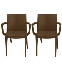 Sedia Venice - con braccioli - 59 x 51 x 80 cm - polipropilene - moka - Grandsoleil - conf. 2 pezzi