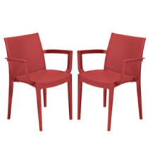 Sedia Venice - con braccioli - 59 x 51 x 80 cm - polipropilene - rosso - Grandsoleil - conf. 2 pezzi