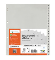Separatore alfabetico A/Z Record R - PPL - 24,5 x 30 cm - A4 maxi - grigio - Sei Rota Separatore alfabetico A/Z Record R - PPL - 24,5 x 30 cm - A4 maxi - grigio - Sei Rota