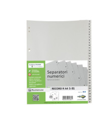 Separatore numerico 1/31 Record R - PP - 21 x 29,7 cm - A4 - grigio - Sei Rota