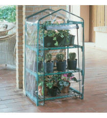 Serra Azalea - 3 ripiani - 70 x 50 x 125 cm - acciaio verniciato/PVC - verde/trasparente - Verdemax