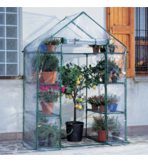 Serra Ibicus - 8 ripiani - 140 x 73 x 200 cm - acciaio verniciato/PVC - verde/trasparente - Verdemax