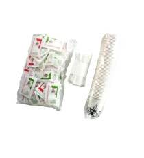 Serving kit - 50 bicchierini + 50 bustine zucchero + 50 palettine - FPP