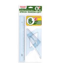 Set disegno per mancini - riga 30cm - squadre 45/60gradi  - Arda Set disegno per mancini - riga 30cm - squadre 45/60gradi  - Arda