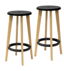 Sgabelli Woody - nero / faggio - Paperflow - set 2 pezzi