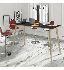 Tavolo alto Woody - 160 x 80 x 105 cm - rovere/nero venato