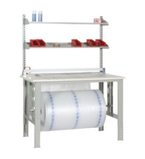 Tavolo da imballaggio - elevabile - 150 x 84 x 78-115 cm - grigio/avorio - Tecnotelai