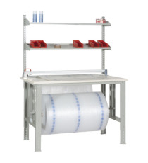 Tavolo da imballaggio - elevabile - 150 x 84 x 78-115 cm - grigio/avorio - Tecnotelai