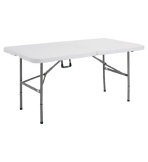 Tavolo rettangolare - pieghevole - 152 x 76 x 74 cm - PE/acciaio verniciato - bianco/grigio - Serena Group