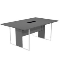 Tavolo riunione Essence - 180 x 110 cm - Antracite - Gamba bianca - Top nero