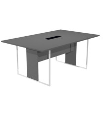 Tavolo riunione Essence - 180 x 110 cm - Antracite - Gamba bianca - Top nero