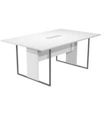 Tavolo riunione Essence - 180 x 110 cm - Bianco - Gamba antracite - Top bianco