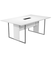 Tavolo riunione Essence - 180 x 110 cm - Bianco - Gamba antracite - Top nero