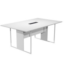 Tavolo riunione Essence - 180 x 110 cm - Bianco - Gamba bianca - Top nero