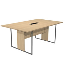 Tavolo riunione Essence - 180 x 110 cm - Rovere - Gamba antracite - Top nero