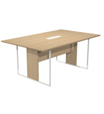 Tavolo riunione Essence - 180 x 110 cm - Rovere - Gamba bianca - Top bianco