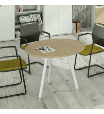 Tavolo riunione tondo Skinny Metal - diametro 80 cm - rovere