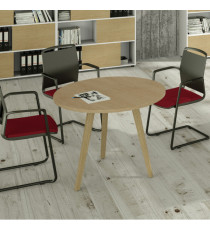 Tavolo riunione tondo Woody - diametro 80 cm - rovere