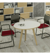 Tavolo riunione tondo Woody - diametro 80 cm - rovere / bianco