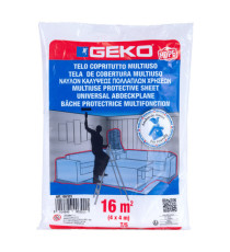 Telo copritutto - 4 x 4 m - 16 mq - 80/90 gr - HDPE - trasparente - Geko