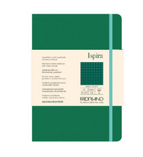 Taccuino Ispira - con elastico - copertina rigida - A5 - 96 fogli - puntinato - verde - Fabriano