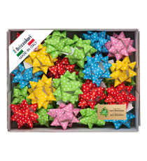 Stelle di nastro ecocarta - 20 mm x diam. 9 cm - fantasie assotite - Brizzolari - conf. 36 pezzi Stelle di nastro ecocarta - 20 mm x diam. 9 cm - fantasie assotite - Brizzolari - conf. 36 pezzi