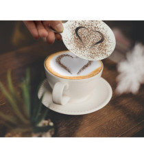 Stencil per caffè - 10 x 12,4 x 0,1 cm - forma cuore e smile - Securit - set 2 pezzi Stencil per caffè - 10 x 12,4 x 0,1 cm - forma cuore e smile - Securit - set 2 pezzi