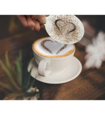 Stencil per caffè - 10 x 12,4 x 0,1 cm - forma cuore e smile - Securit - set 2 pezzi Stencil per caffè - 10 x 12,4 x 0,1 cm - forma cuore e smile - Securit - set 2 pezzi