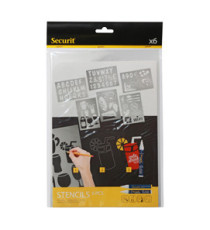 Stencil trasparenti assortiti (lettere, numeri, forme) - 32 x 22 cm - Securit - set 6 pezzi Stencil trasparenti assortiti (lettere, numeri, forme) - 32 x 22 cm - Securit - set 6 pezzi