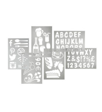 Stencil trasparenti assortiti (lettere, numeri, forme) - 32 x 22 cm - Securit - set 6 pezzi Stencil trasparenti assortiti (lettere, numeri, forme) - 32 x 22 cm - Securit - set 6 pezzi