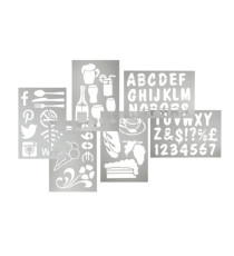 Stencil trasparenti assortiti (lettere, numeri, forme) - 32 x 22 cm - Securit - set 6 pezzi Stencil trasparenti assortiti (lettere, numeri, forme) - 32 x 22 cm - Securit - set 6 pezzi