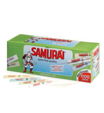 Stuzzicadente - doppia punta - in betulla - imbustato singolarmente - Samurai Party - conf. 1000 pezzi Stuzzicadente - doppia punta - in betulla - imbustato singolarmente - Samurai Party - conf. 1000 pezzi