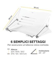 Supporto notebook Clarity - 35x27x13,4-20,4cm - Fellowes