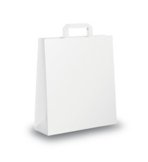 Shopper - maniglia piattina - 22 x 10 x 29 cm -  carta kraft - bianco - Mainetti Bags - conf. 25 pezzi