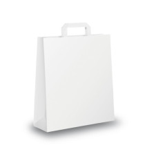 Shopper - maniglia piattina - 22 x 10 x 29 cm - carta kraft - bianco - Mainetti Bags - conf. 350 pezzi
