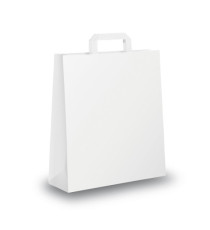 Shopper - maniglia piattina - 26 x 11 x 34,5 cm - carta kraft - bianco - Mainetti Bags - conf. 300 pezzi