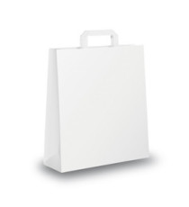 Shopper - maniglia piattina - 36 x 12 x 41 cm - carta kraft - bianco - Mainetti Bags - conf. 25 pezzi