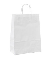 Shopper - maniglie cordino - 22 x 10 x 29 cm - carta kraft - bianco - Mainetti Bags - conf. 25 pezzi