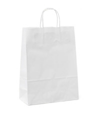 Shopper - maniglie cordino - 22 x 10 x 29 cm - carta kraft - bianco - Mainetti Bags - conf. 25 pezzi