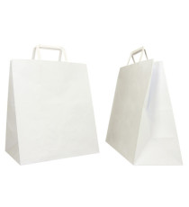Shopper Flat Large - 28 x 17 x 32 cm - carta kraft - bianco - Mainetti Bags - conf. 250 pezzi