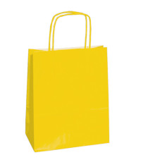 Shopper Twisted - maniglie cordino - 14 x 9 x 20 cm - carta kraft - giallo - Mainetti Bags - conf. 25 pezzi