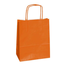 Shopper Twisted - maniglie cordino - 22 x 10 x 29 cm - carta kraft - arancio - Mainetti Bags - conf. 25 pezzi
