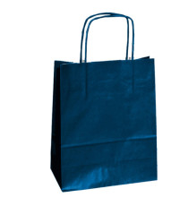 Shopper Twisted - maniglie cordino - 36 x 12 x 41 cm - carta kraft - blu - Mainetti Bags - conf. 25 pezzi Shopper Twisted - maniglie cordino - 36 x 12 x 41 cm - carta kraft - blu - Mainetti Bags - conf. 25 pezzi