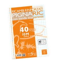 Ricambi forati rinforzati Pignaric - A4 - quadretto 10mm - 40 fogli - 80gr - Pigna Ricambi forati rinforzati Pignaric - A4 - quadretto 10mm - 40 fogli - 80gr - Pigna