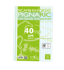 Ricambi forati rinforzati Pignaric - A4 - quadretto 4mm - 40 fogli - 80gr - Pigna Ricambi forati rinforzati Pignaric - A4 - quadretto 4mm - 40 fogli - 80gr - Pigna