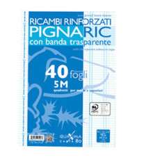 Ricambi forati rinforzati Pignaric - A4 - quadretto 5mm - 40 fogli - 80gr - Pigna Ricambi forati rinforzati Pignaric - A4 - quadretto 5mm - 40 fogli - 80gr - Pigna