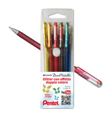 Roller gel Hybrid Dual Metallic - punta 1,0mm - 5 colori assorititi  - Pentel - astuccio 5 roller