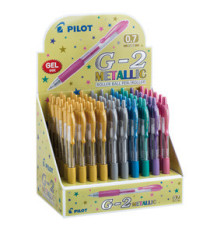 Roller gel scatto G-2 - 0,7 mm - colori assortiti metallic - Pilot - Display 60 pezzi Roller gel scatto G-2 - 0,7 mm - colori assortiti metallic - Pilot - Display 60 pezzi