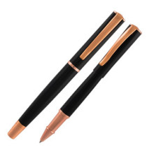 Roller Linea Impressa - punta M - nero/rosegold - Monteverde Roller Linea Impressa - punta M - nero/rosegold - Monteverde