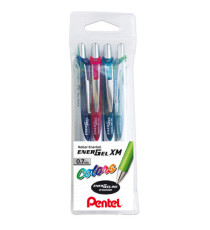 Roller scatto Energel XM - punta 0,7 mm - colori assortiti - Pentel - astuccio 4 pezzi Roller scatto Energel XM - punta 0,7 mm - colori assortiti - Pentel - astuccio 4 pezzi